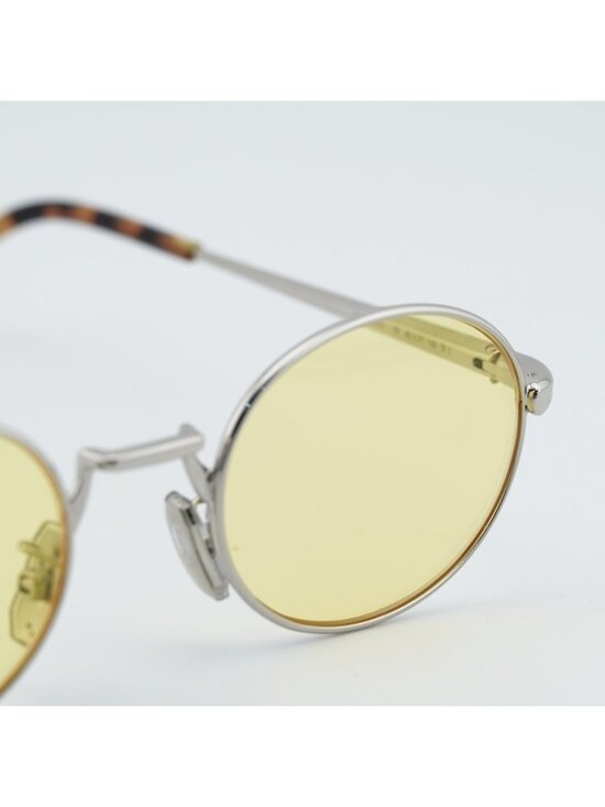 Loewe LW40151U 16J Sunglasses Silver Oval Frame, Light Yellow Lenses